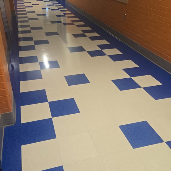 Freshly cleaned commercial floor