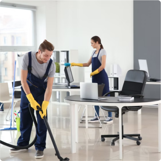Team cleaning a Baltimore office